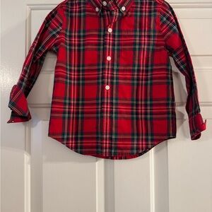 Janie and Jack Red Tartan Button Down Shirt